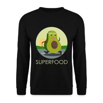 Avocado Superfood Lustig Sport Training Joggen - Unisex Pullover - Schwarz - Vorne - Alina (178cm) & Michal (187cm)