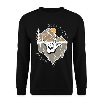 geolaíocht carraigeacha síniú lámh Dearadh Bronnta - Unisex Sweatshirt - black - Front - Alina (178cm) & Michal (187cm)