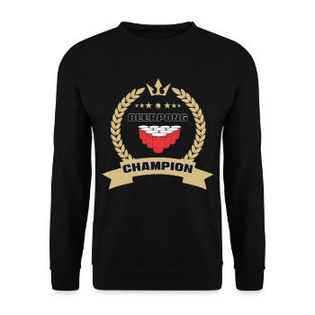 Beerpong Bierpong Becher Champion Geschenk - Unisex Pullover - Schwarz - Vorne - Alina (178cm) & Michal (187cm)