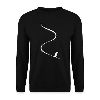 Egal ob Freeride Skier, Powder Rat oder Tiefschnee - Unisex Pullover - Schwarz - Vorne - Alina (178cm) & Michal (187cm)