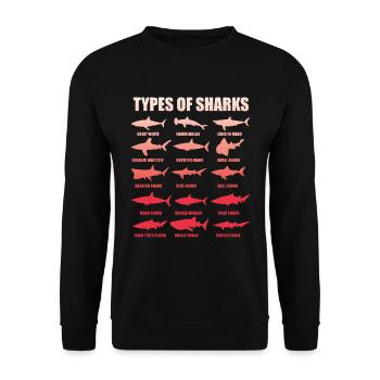 Haiarten Haie Weißer Hai Hammerhai Walhai Geschenk - Unisex Pullover - Schwarz - Vorne - Alina (178cm) & Michal (187cm)