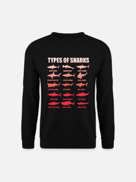 Shark species sharks great white shark hammerhead whale shark gift - Unisex Sweatshirt - black