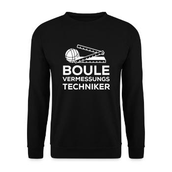 Lustiges Boule Spiel Sprüche Shirt Vermessung - Unisex Pullover - Schwarz - Vorne - Alina (178cm) & Michal (187cm)
