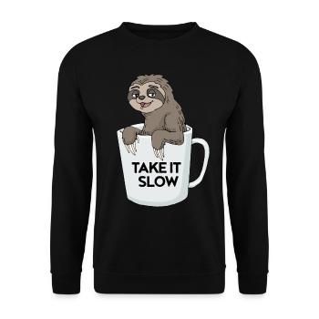 Coffee sloth in cup of caffeine coffee gift - Unisex Sweatshirt - black - Front - Alina (178cm) & Michal (187cm)