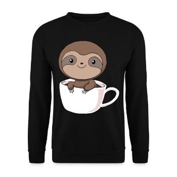 Coffee sloth in cup of caffeine coffee gift - Unisex Sweatshirt - black - Front - Alina (178cm) & Michal (187cm)