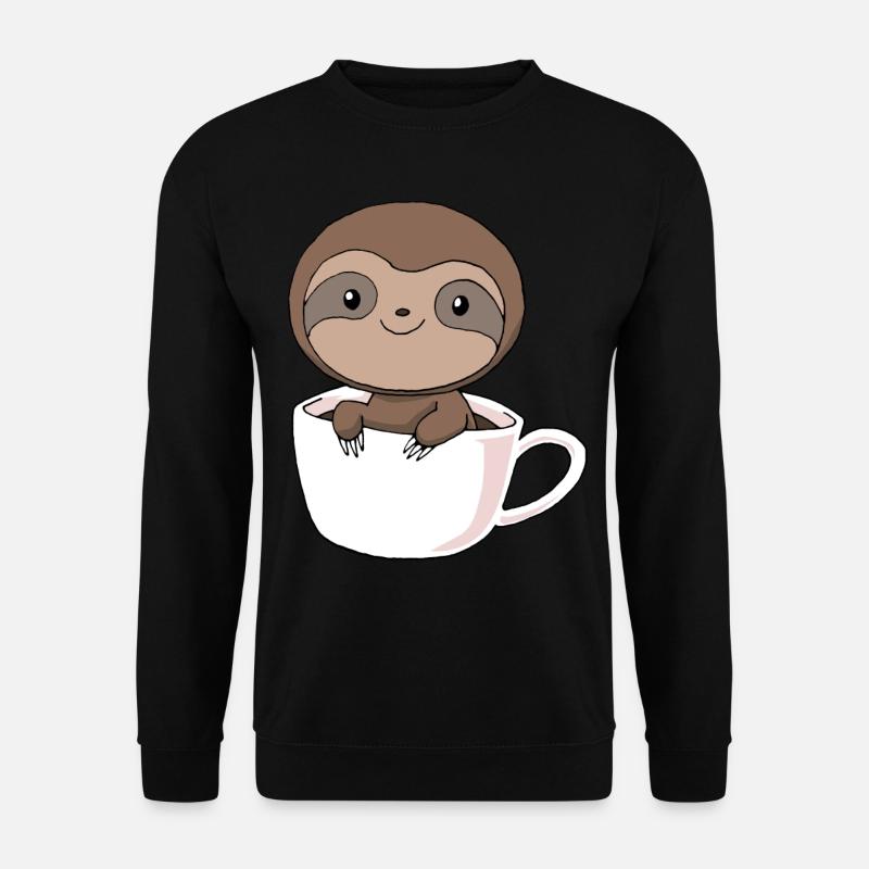 Kaffee Faultier in Tasse Koffein Coffee Geschenk - Unisex Pullover - Schwarz