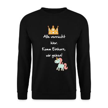 All crazy here, come unicorn we go - Unisex Sweatshirt - black - Front - Alina (178cm) & Michal (187cm)