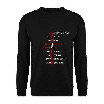 Versets bibliques dieu est amour jésus chemise cadeau - Sweat-shirt Unisexe - noir - Devant - Alina (178cm) & Michal (187cm)