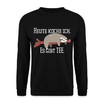 Aujourd’hui, je cuisine - Il y a du thé / paresseux & cuisine - Sweat-shirt Unisexe - noir - Devant - Alina (178cm) & Michal (187cm)