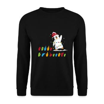 Merry Christmas Penguin Sign Language Sign Sign - Unisex Sweatshirt - black - Front - Alina (178cm) & Michal (187cm)