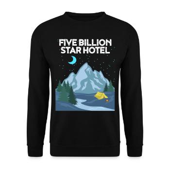 Fünf Milliarden Sterne Hotel Zelt Camping Geschenk - Unisex Pullover - Schwarz - Vorne - Alina (178cm) & Michal (187cm)