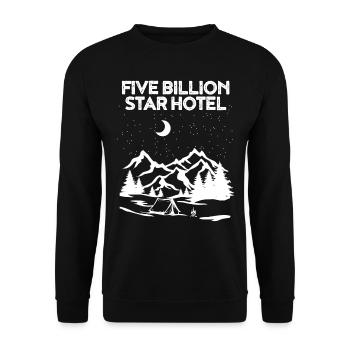 Fünf Milliarden Sterne Hotel Zelt Camping Geschenk - Unisex Pullover - Schwarz - Vorne - Alina (178cm) & Michal (187cm)