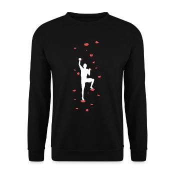 Bouldern Klettern Boulderer Griffe Geschenk - Unisex Pullover - Schwarz - Vorne - Alina (178cm) & Michal (187cm)