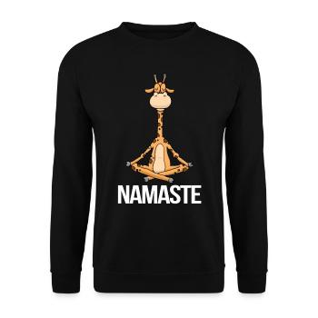 Cadeau Yogi Méditation Namaste Yoga Girafe - Sweat-shirt Unisexe - noir - Devant - Alina (178cm) & Michal (187cm)
