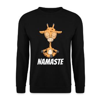 Cadeau Yogi Méditation Namaste Yoga Girafe - Sweat-shirt Unisexe - noir - Devant - Alina (178cm) & Michal (187cm)