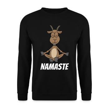 Namaste Yoga Goat Meditation Yogi Zen Gift - Unisex Sweatshirt - black - Front - Alina (178cm) & Michal (187cm)