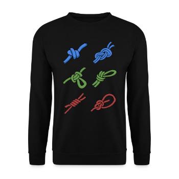 Klettern Bouldern Seilklettern Knoten Geschenk - Unisex Pullover - Schwarz - Vorne - Alina (178cm) & Michal (187cm)