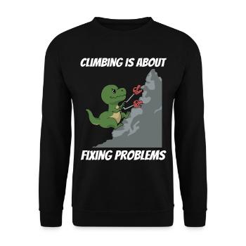 Dinosaure grimpant d'escalade en bloc de T-Rex - Sweat-shirt Unisexe - noir - Devant - Alina (178cm) & Michal (187cm)