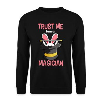Magician Magicien Magicien Lapin cylindre baguette magique - Sweat-shirt Unisexe - noir - Devant - Alina (178cm) & Michal (187cm)