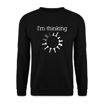 I´M Thinking Schach Schachbrett Brettspiel König - Unisex Pullover - Schwarz - Vorne - Alina (178cm) & Michal (187cm)
