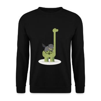 Dearadh Bronntanais Gleoite Katze und Dinosaurier - Unisex Pullover - Schwarz - Vorne - Alina (178cm) & Michal (187cm)