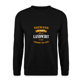 Niemand ist Perfekt- Landwirt Landwirtschaft - Unisex Pullover - Schwarz - Vorne - Alina (178cm) & Michal (187cm)