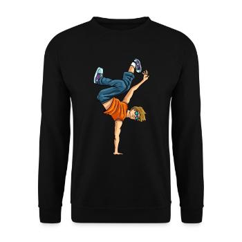 Breakdance Breaking Breaker Hip Hop Break Geschenk - Unisex Pullover - Schwarz - Vorne - Alina (178cm) & Michal (187cm)