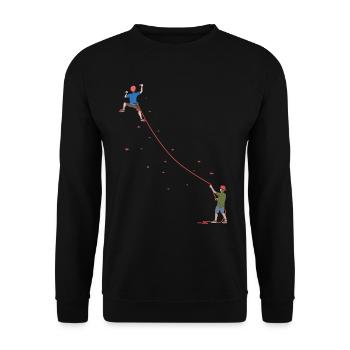 Klettern Bouldern Seilklettern Partner Geschenk - Unisex Pullover - Schwarz - Vorne - Alina (178cm) & Michal (187cm)