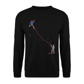 Klettern Bouldern Seilklettern Partner Geschenk - Unisex Pullover - Schwarz - Vorne - Alina (178cm) & Michal (187cm)