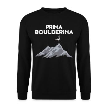 Bouldering Climbing Boulderer Women Gift - Unisex Sweatshirt - black - Front - Alina (178cm) & Michal (187cm)