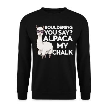 Bouldern Alpagas Chalk Boulderer Drôle cadeau - Sweat-shirt Unisexe - noir - Devant - Alina (178cm) & Michal (187cm)