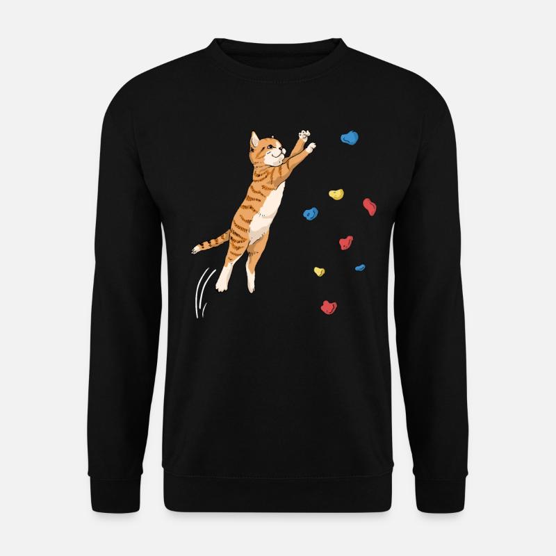 Klettern Katze Bouldern Kletterer Geschenk - Unisex Pullover - Schwarz