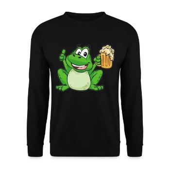 Frog who drinks beer cartoon funny cartoon - Unisex Sweatshirt - black - Front - Alina (178cm) & Michal (187cm)