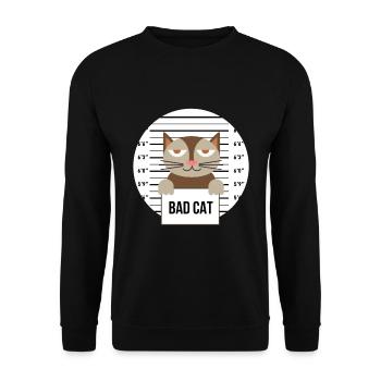 Süße Katze Gefängnis Knast Hinter Gittern Böse - Unisex Pullover - Schwarz - Vorne - Alina (178cm) & Michal (187cm)