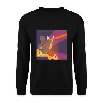 Cat Pussy Pizza Food Hunger Hangover Funny - Unisex Sweatshirt - black - Front - Alina (178cm) & Michal (187cm)