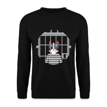 Süße Katze Gefängnis Knast Hinter Gittern Böse - Unisex Pullover - Schwarz - Vorne - Alina (178cm) & Michal (187cm)