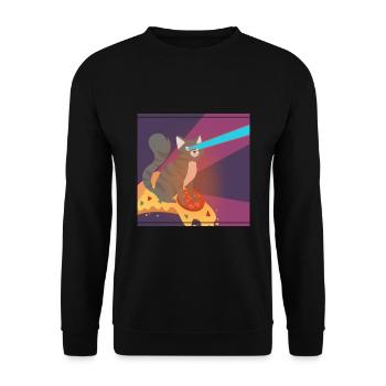 Cat Pussy Pizza Food Hunger Hangover Funny - Unisex Sweatshirt - black - Front - Alina (178cm) & Michal (187cm)