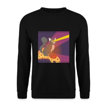 Cat Pussy Pizza Food Hunger Hangover Funny - Unisex Sweatshirt - black - Front - Alina (178cm) & Michal (187cm)