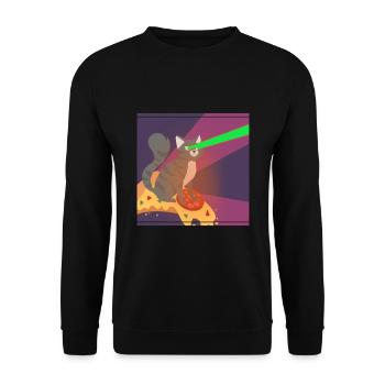 Cat Pussy Pizza Food Hunger Hangover Funny - Unisex Sweatshirt - black - Front - Alina (178cm) & Michal (187cm)