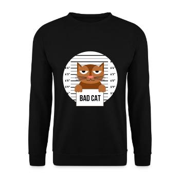 Süße Katze Gefängnis Knast Hinter Gittern Böse - Unisex Pullover - Schwarz - Vorne - Alina (178cm) & Michal (187cm)