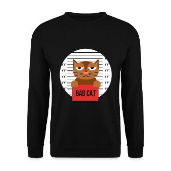 Süße Katze Gefängnis Knast Hinter Gittern Böse - Unisex Pullover - Schwarz - Vorne - Alina (178cm) & Michal (187cm)