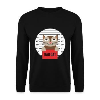 Süße Katze Gefängnis Knast Hinter Gittern Böse - Unisex Pullover - Schwarz - Vorne - Alina (178cm) & Michal (187cm)