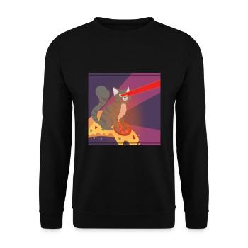 Cat Pussy Pizza Food Hunger Hangover Funny - Unisex Sweatshirt - black - Front - Alina (178cm) & Michal (187cm)