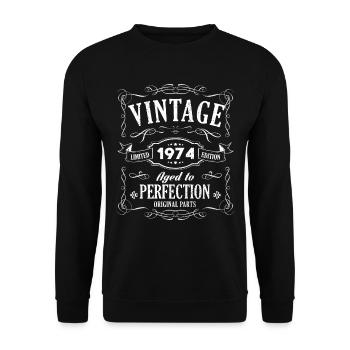 45th Birthday - 1974 Vintage Classic Gift - Unisex Sweatshirt - black - Front - Alina (178cm) & Michal (187cm)