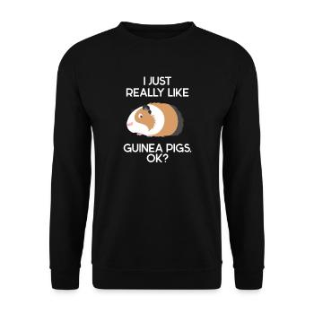 I Just Really Like Guinea Pigs Ok Meerschweinchen - Unisex Pullover - Schwarz - Vorne - Alina (178cm) & Michal (187cm)