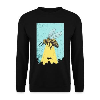 Bee Ufo Beam Alien Scifi Beekeeper Gift - Unisex Sweatshirt - black - Front - Alina (178cm) & Michal (187cm)