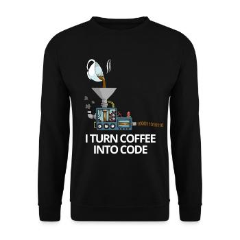 Programmierer Kaffee in Code Informatik Geschenk - Unisex Pullover - Schwarz - Vorne - Alina (178cm) & Michal (187cm)