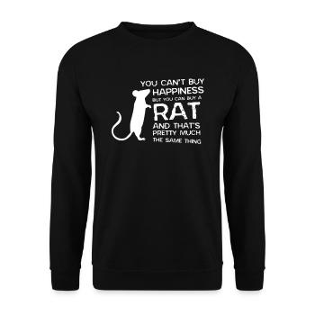 You Can´t Buy Happiness Rat Ratte Maus Nagetier - Unisex Pullover - Schwarz - Vorne - Alina (178cm) & Michal (187cm)