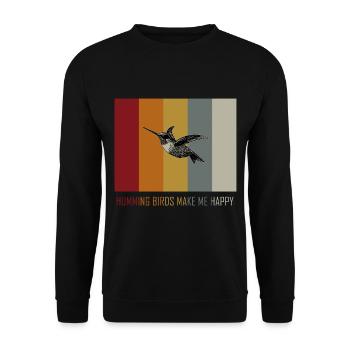 Hummingbird Retro Vintage - Unisex Sweatshirt - black - Front - Alina (178cm) & Michal (187cm)