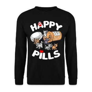 HAPPY PILLS Katzen Kätzchen Liebe Katze Geschenk - Unisex Pullover - Schwarz - Vorne - Alina (178cm) & Michal (187cm)